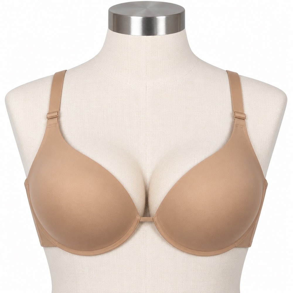Skims Custom Fit Push Up Bra Size 36C Beige Tan 2 in 1 Removable Pads